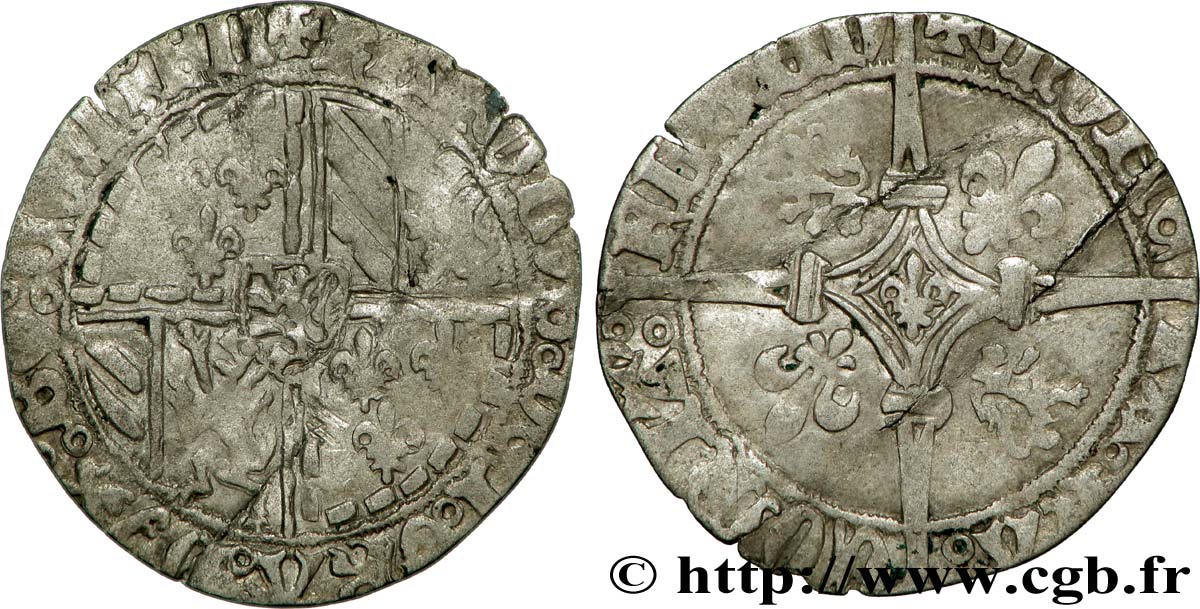 FLANDRE - COMTÉ DE FLANDRE - CHARLES LE TÉMÉRAIRE Double gros dit &nbsp;Vierlander&nbsp; TB