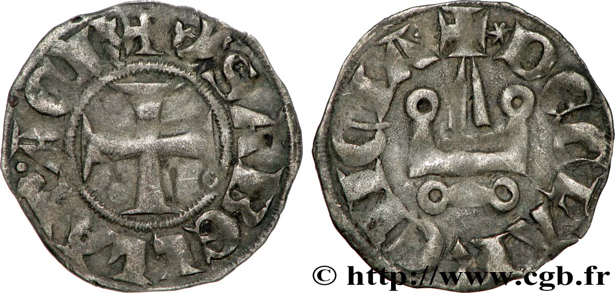 CROISADES - PRINCIPAUTÉ D&nbsp;ACHAÏE - ISABELLE DE VILLEHARDOUIN Denier TB+