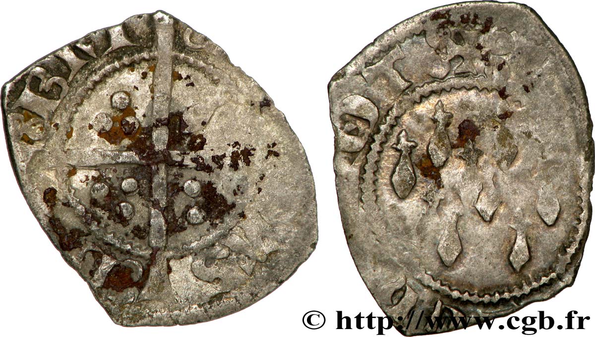 DUCHY OF BRITTANY - JEAN IV OF MONTFORT Demi-gros ou tiers de gros BC