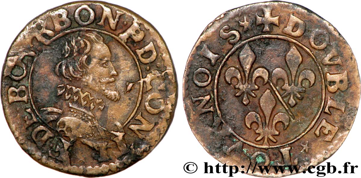 PRINCIPALITY OF CHATEAU-REGNAULT - FRANCIS OF BOURBON-CONTI Double tournois, type 13 XF