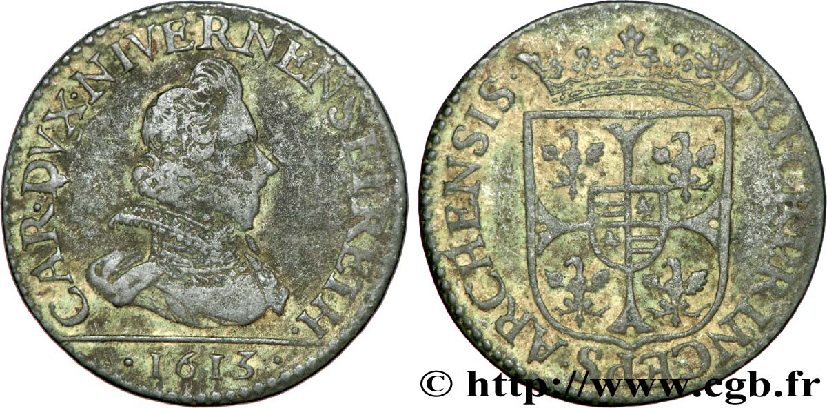 ARDENNES - PRINCIPAUTY OF ARCHES-CHARLEVILLE - CHARLES I OF GONZAGUE Liard, type 3B q.BB