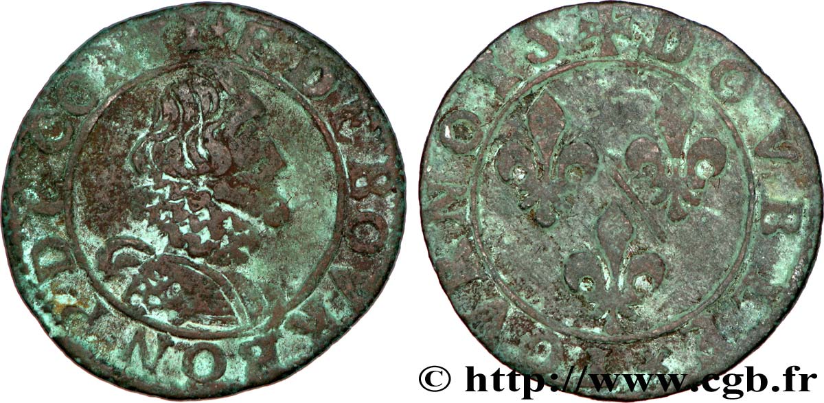 PRINCIPALITY OF CHATEAU-REGNAULT - FRANCIS OF BOURBON-CONTI Double tournois, type 15, buste A VF