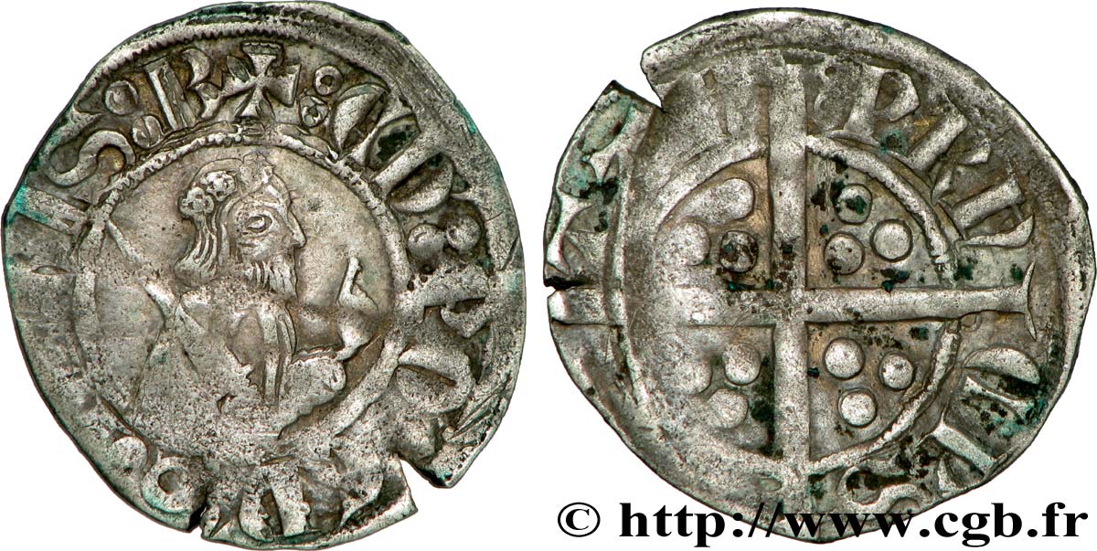 AQUITAINE - DUCHÉ D AQUITAINE - ÉDOUARD LE PRINCE NOIR Sterling, deuxième type TTB