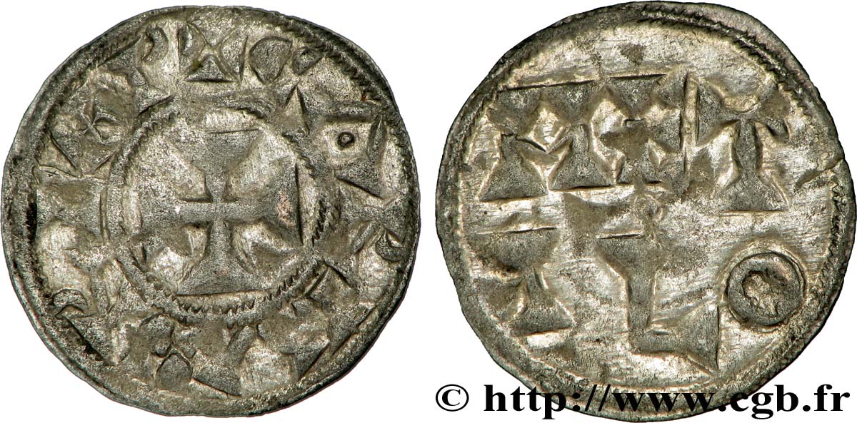 POITOU - COUNTY OF POITOU - COINAGE IMMOBILIZED IN THE NAME OF CHARLES II THE BALD Obole XF