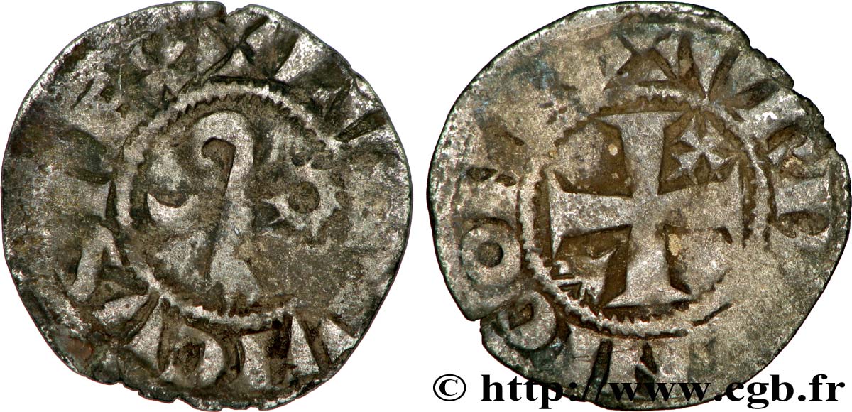 LANGRES - BISHOPRIC OF LANGRES - ANONYMOUS. Immobilization in the name of Louis IV d Outremer or Transmarinus Denier VF