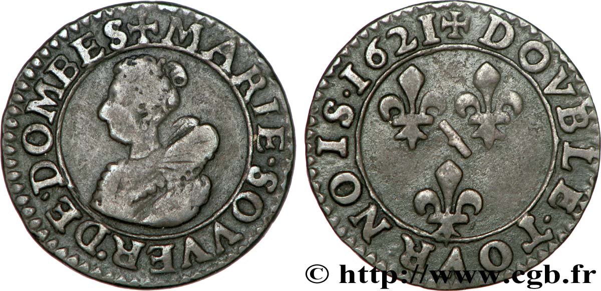 DOMBES - PRINCIPAUTÉ DE DOMBES - MARIE DE BOURBON-MONTPENSIER Double tournois TTB