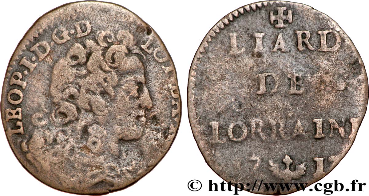 LORRAINE - DUCHÉ DE LORRAINE - LÉOPOLD Ier Liard TB