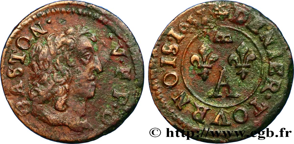 DOMBES - PRINCIPALITY OF DOMBES - GASTON OF ORLEANS Denier tournois, type 13 XF