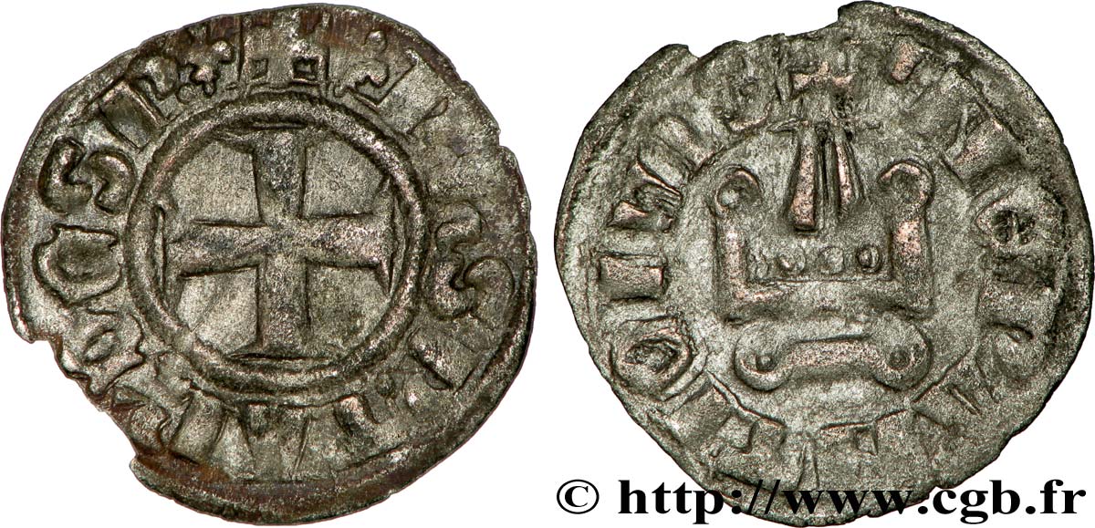 CROISADES - EPIRE - PHILIPPE IER DE TARENTE Denier tournois SS