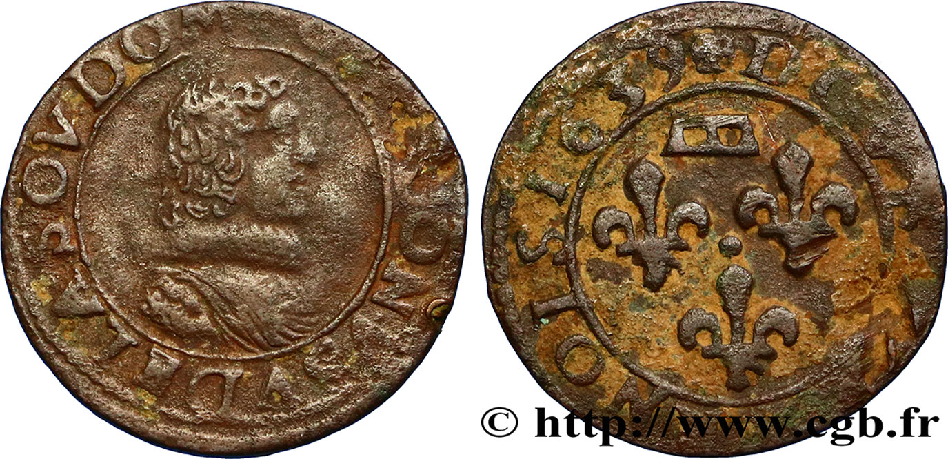 PRINCIPAUTY OF DOMBES - GASTON OF ORLEANS Double tournois, type 8 MB