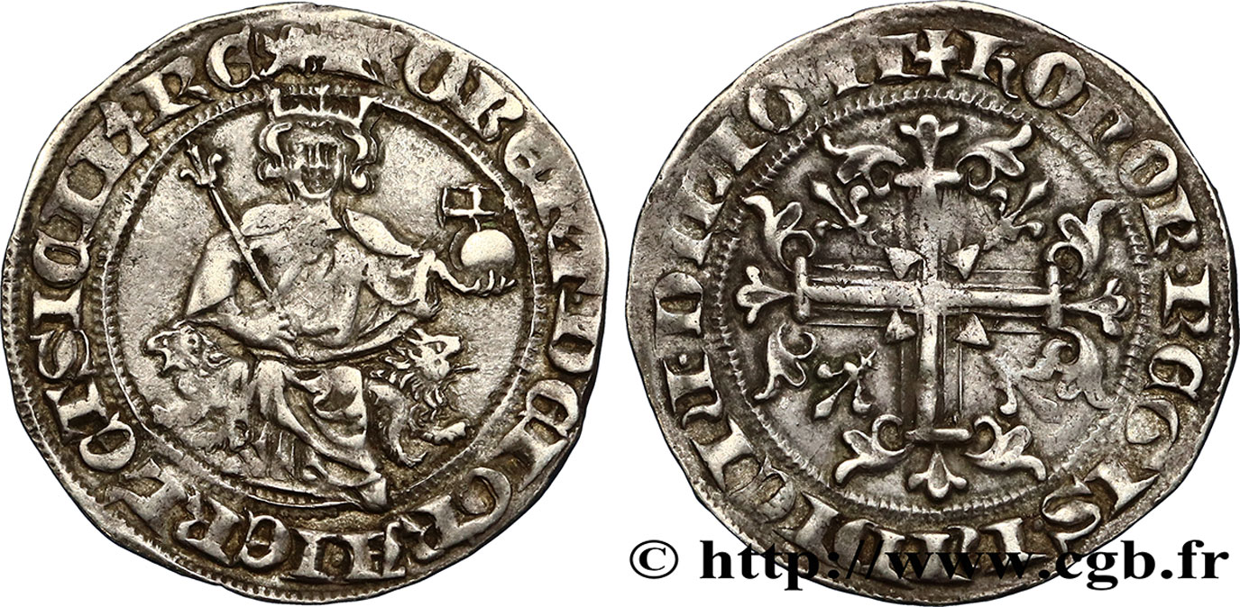 ITALY - KINGDOM OF NAPLES - ROBERT OF ANJOU Carlin d argent AU