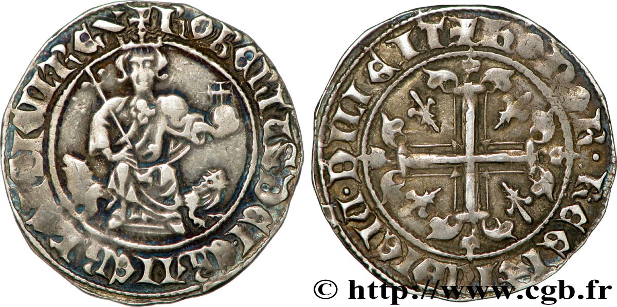PROVENCE - COMTÉ DE PROVENCE - ROBERT D ANJOU Carlin d argent, gillat ou robert TTB+