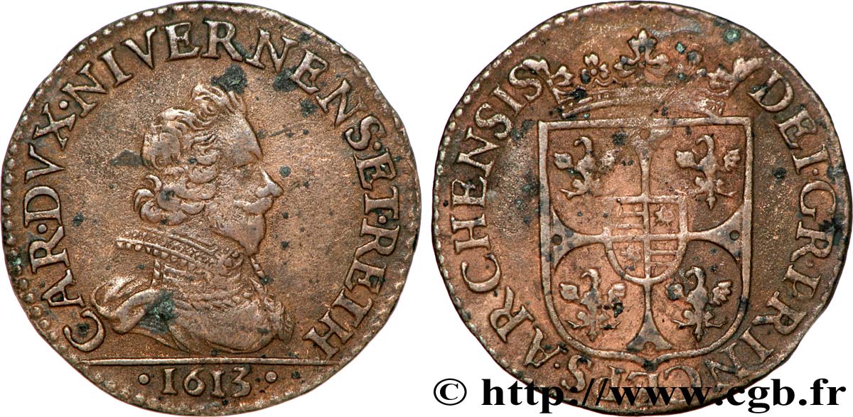ARDENNES - PRINCIPAUTY OF ARCHES-CHARLEVILLE - CHARLES I OF GONZAGUE Liard, type 3B VF