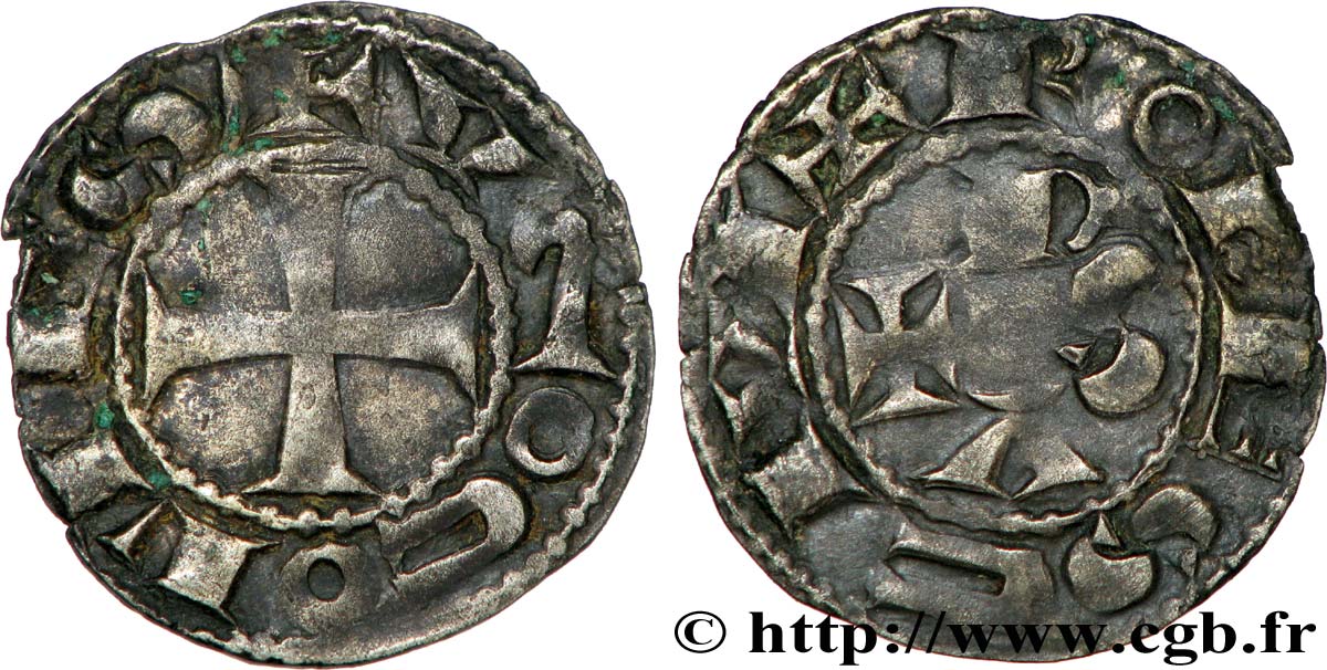 LANGUEDOC - COMTÉ DE RODEZ - HUGUES II et HUGUES III Denier TB+