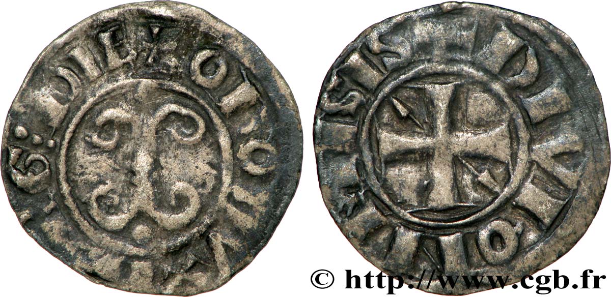 BURGUNDY - DUCHY OF BURGUNDY - ODO or EUDES II Denier XF