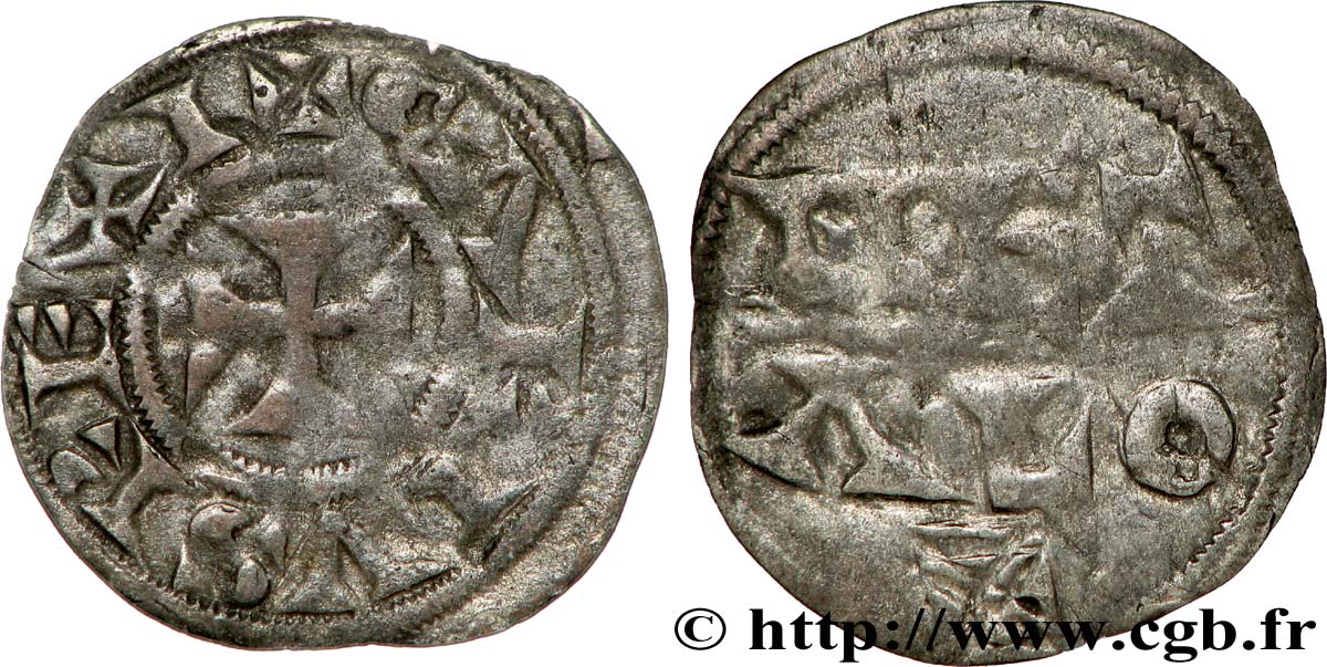 POITOU - COUNTY OF POITOU - COINAGE IMMOBILIZED IN THE NAME OF CHARLES II THE BALD Obole VF