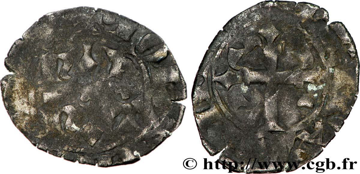 BRITTANY - DUCHY OF BRITTANY - JOHN OF MONTFORT, CALLED  THE CAPTIVE  Double denier F