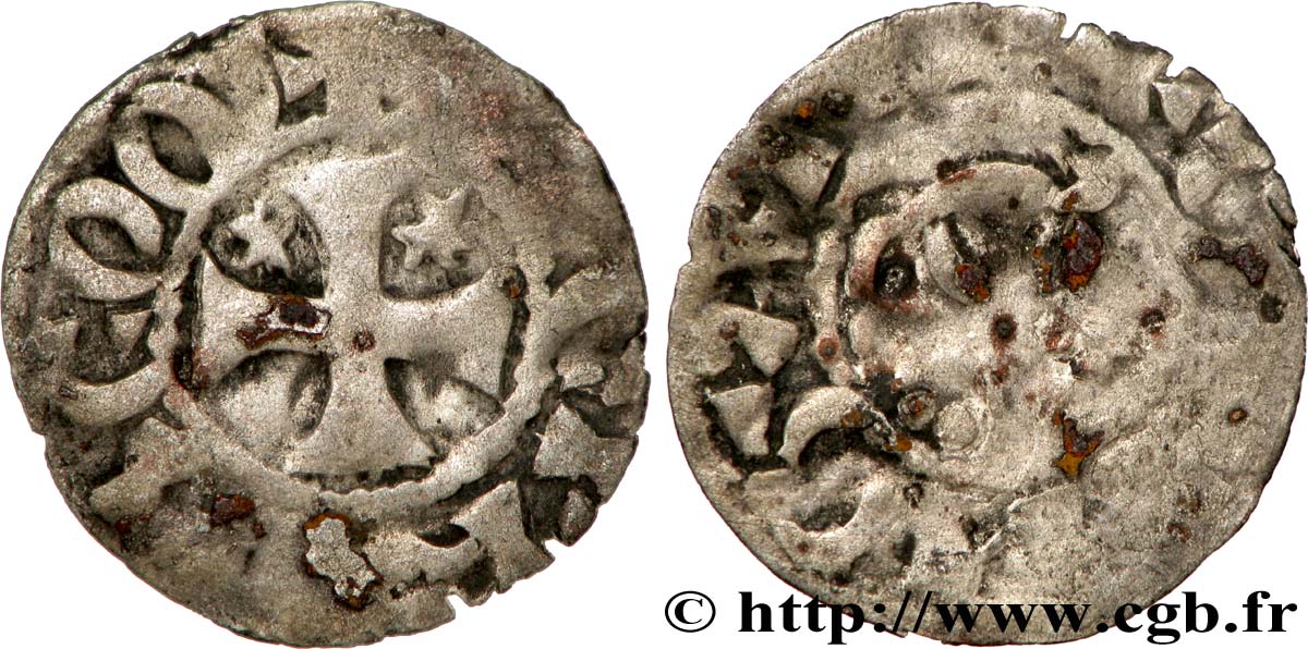 BRITTANY - COUNTY OF PENTHIÈVRE - ANONYMOUS. Coinage minted in the name of Etienne I  Denier F
