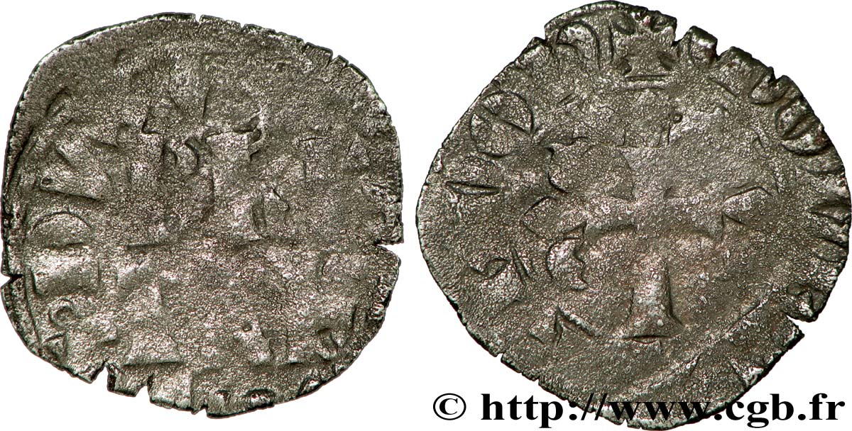 BRITTANY - DUCHY OF BRITTANY - CHARLES OF BLOIS Double denier VF