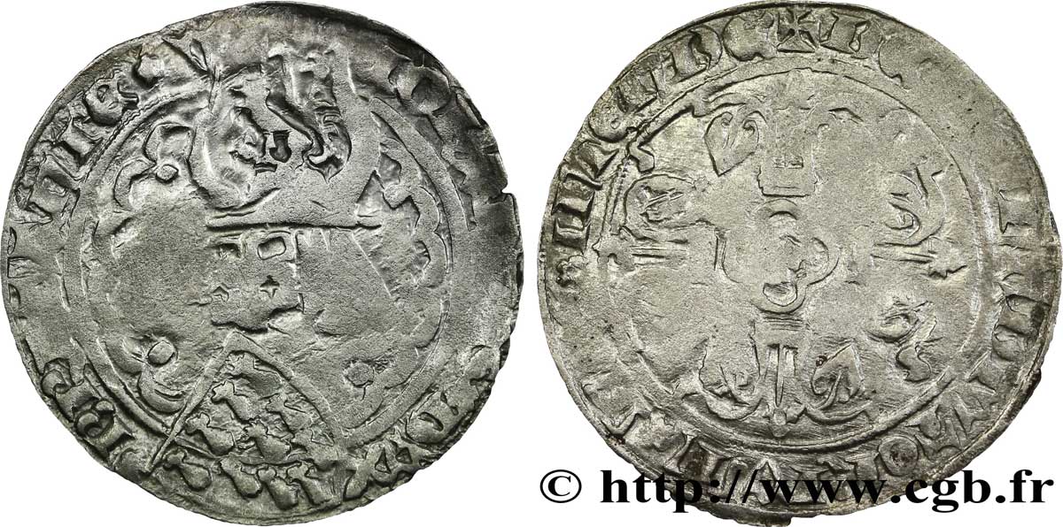 BRETAGNE - DUCHÉ DE BRETAGNE - JEAN IV DE MONTFORT Gros, 1er type TB+