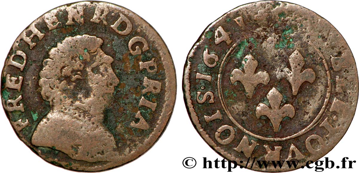 ORANGE - PRINCIPAUTÉ D ORANGE - FRÉDÉRIC-HENRI DE NASSAU Double tournois, type 4 TB