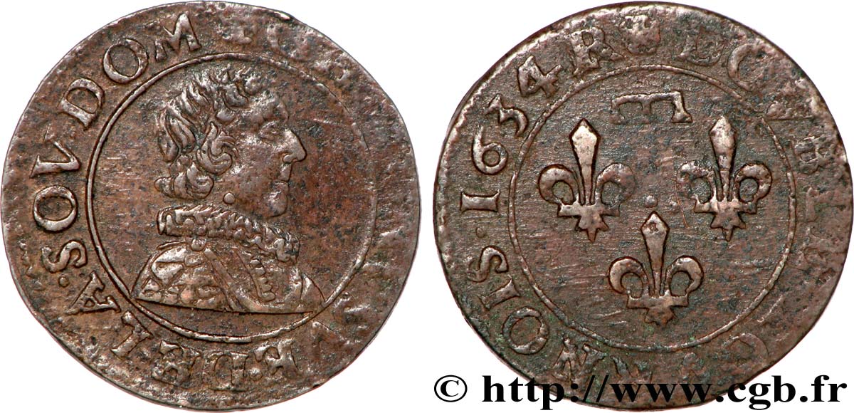 PRINCIPAUTY OF DOMBES - GASTON OF ORLEANS Double tournois, type 6 BB