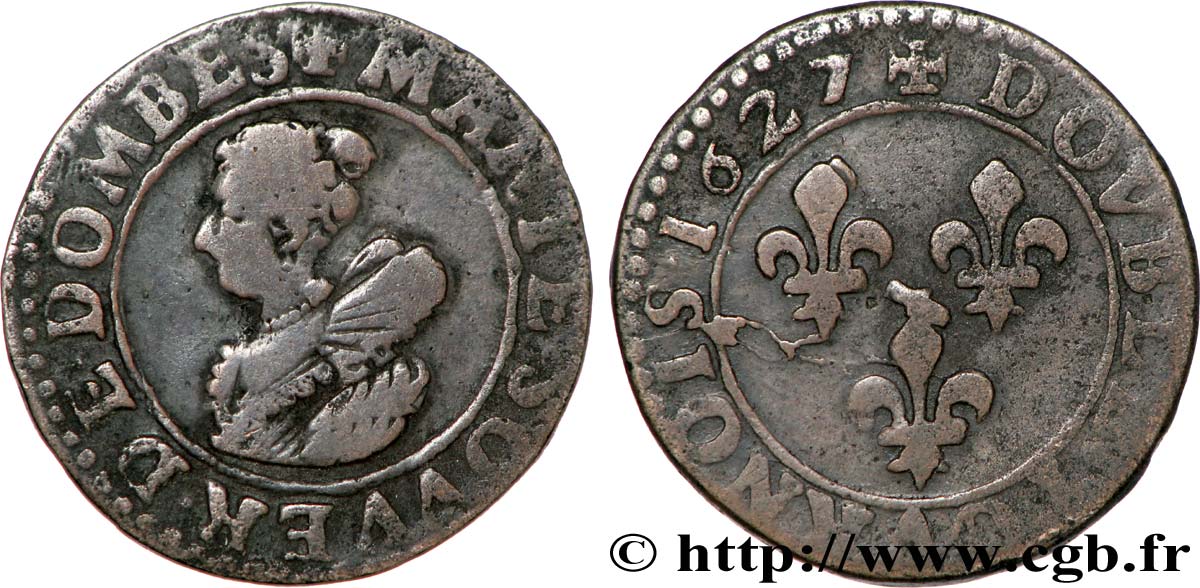 PRINCIPAUTY OF DOMBES - MARIE OF BOURBON-MONTPENSIER Double tournois SS