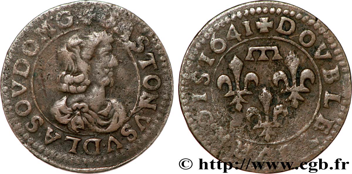 PRINCIPAUTY OF DOMBES - GASTON OF ORLEANS Double tournois, type 16 SS