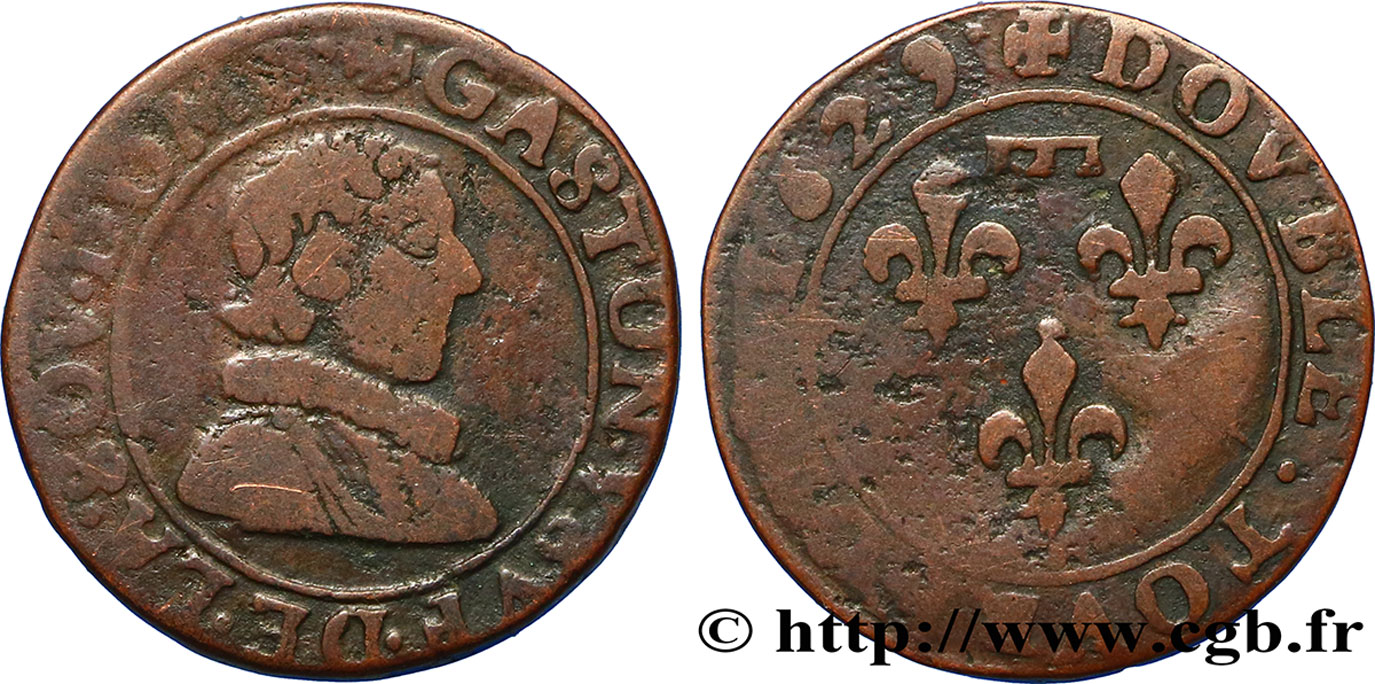 DOMBES - PRINCIPALITY OF DOMBES - GASTON OF ORLEANS Double tournois, type 6 VF