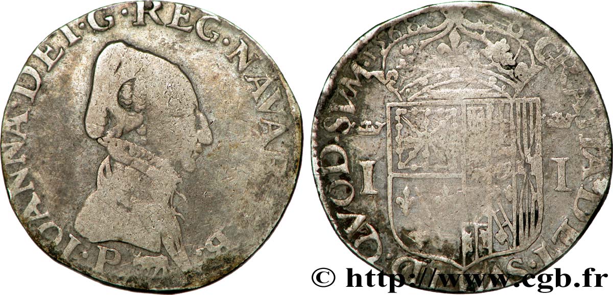 NAVARRE-BEARN - JEANNE OF ALBRET Teston MB