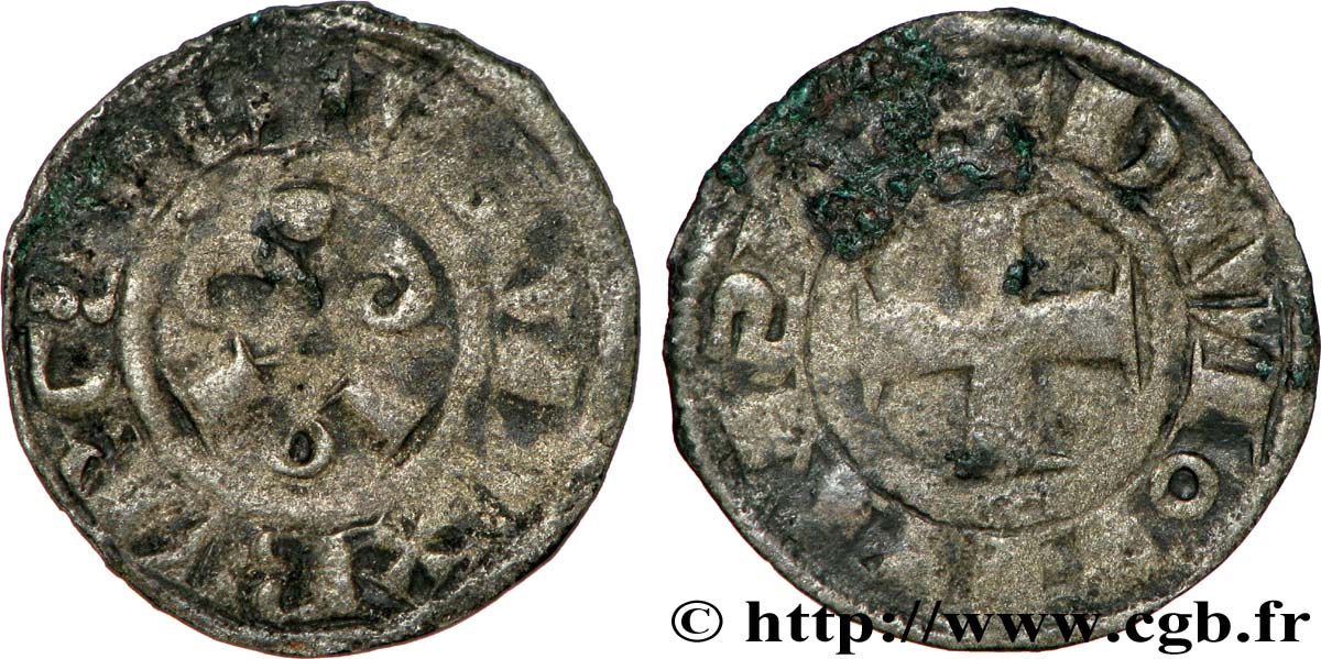 BOURGOGNE - DUCHÉ DE BOURGOGNE - HUGUES III ET HUGUES IV Denier TB+