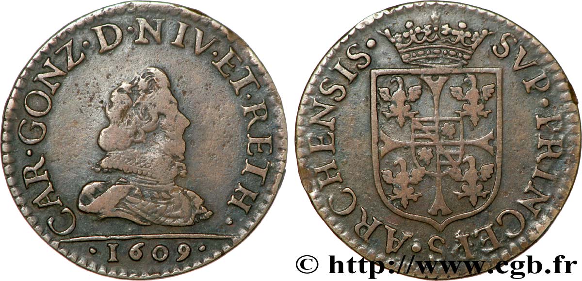 ARDENNES - PRINCIPAUTY OF ARCHES-CHARLEVILLE - CHARLES I OF GONZAGUE Liard, type 2B SS/fVZ