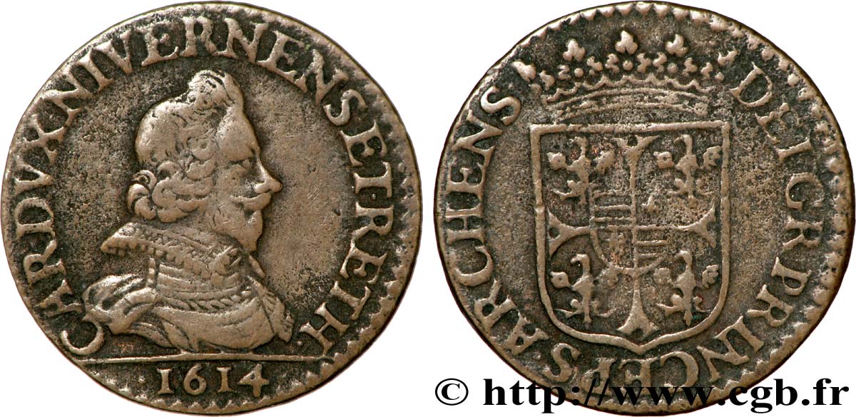 ARDENNES - PRINCIPAUTY OF ARCHES-CHARLEVILLE - CHARLES I OF GONZAGUE Liard, type 3B XF