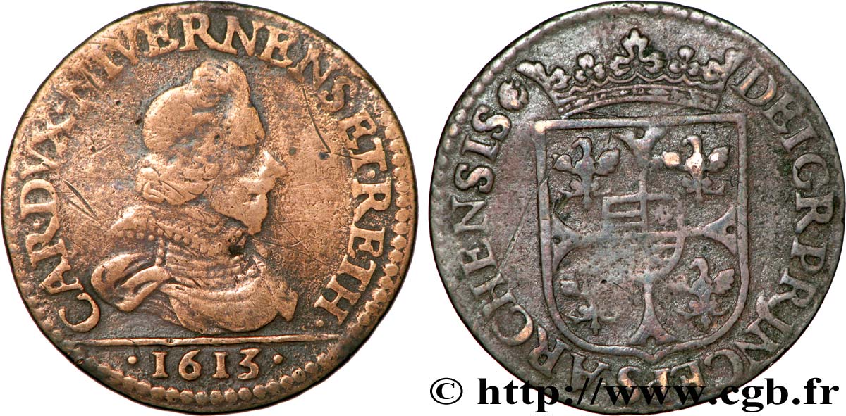 ARDENNES - PRINCIPAUTY OF ARCHES-CHARLEVILLE - CHARLES I OF GONZAGUE Liard, type 3B BC/BC+