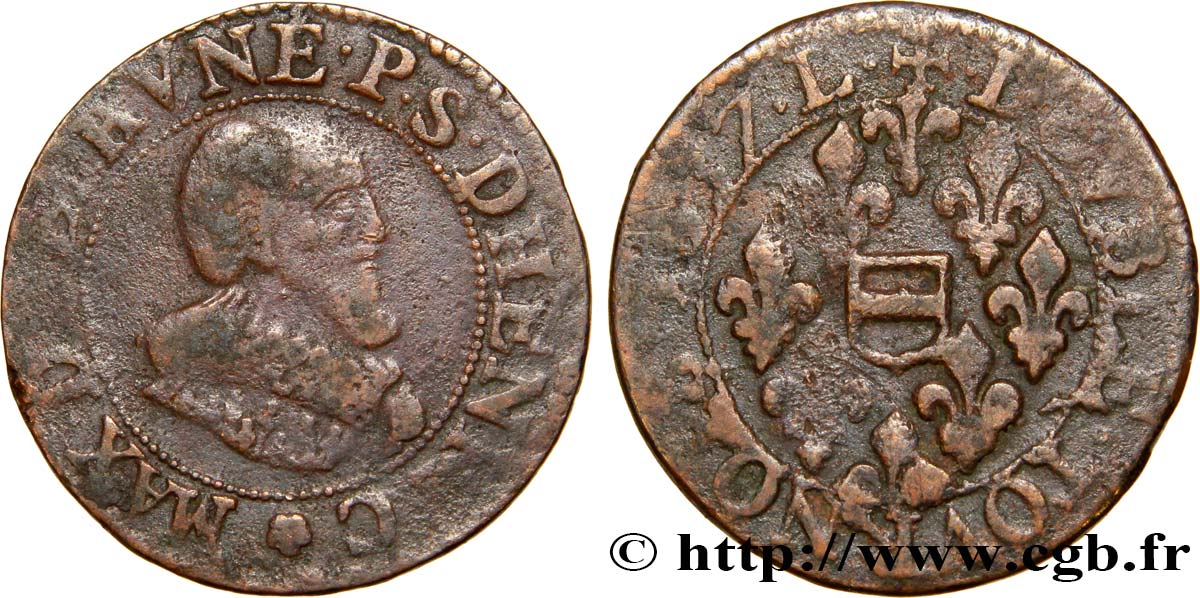 BERRY - PRINCIPAUTÉ DE BOISBELLE-HENRICHEMONT - MAXIMILIEN DE BÉTHUNE, DUC DE SULLY Double tournois, type 3 TB+