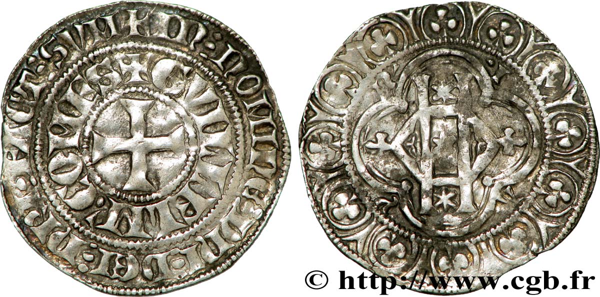 HAINAUT - COMTÉ DE HAINAUT - GUILLAUME Ier Demi-gros au monogramme (eskielois) TTB/TB+