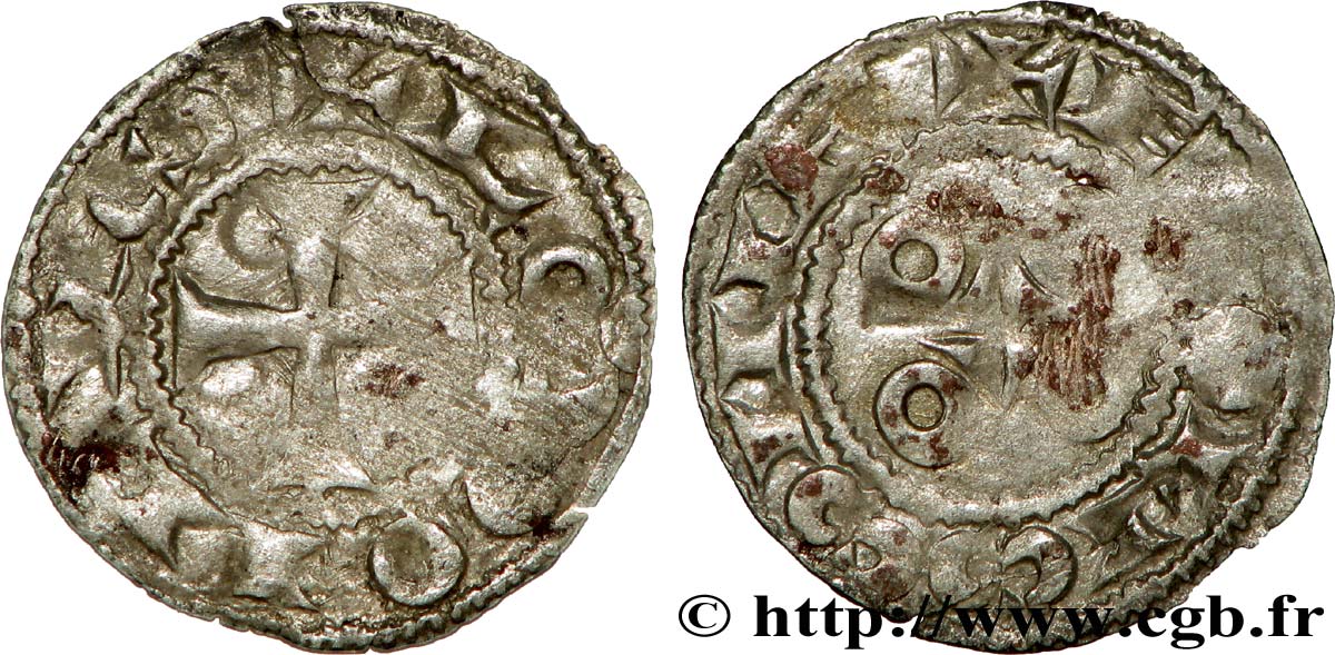 ANGOUMOIS - COUNTY OF ANGOULÊME, in the name of Louis IV called  d Outremer  or  Transmarinus  (936-954) Obole VF