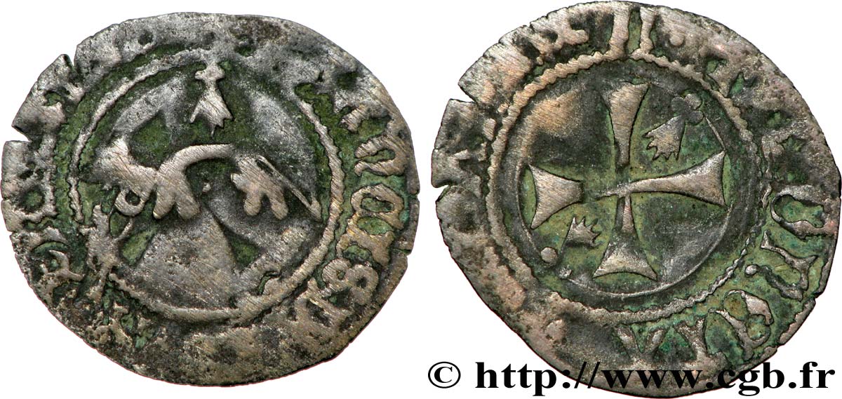 BRITTANY - DUCHY OF BRITTANY - FRANCIS I AND FRANCIS II Double denier à l hermine VF
