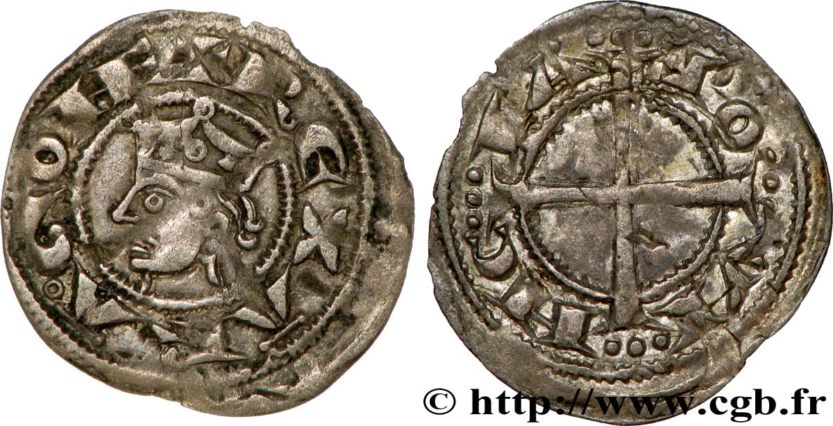 PROVENCE - COUNTY OF PROVENCE - ALFONSO II OF ARAGON (governor of Provence) Denier XF