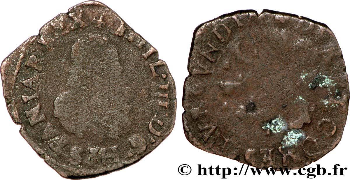 FRANCHE-COMTÉ - COMTÉ DE BOURGOGNE - PHILIPPE IV D ESPAGNE Double denier TB