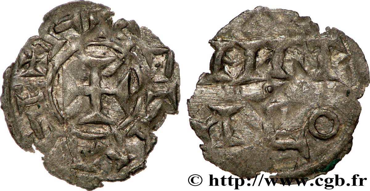 POITOU - COUNTY OF POITOU - COINAGE IMMOBILIZED IN THE NAME OF CHARLES II THE BALD Obole VF