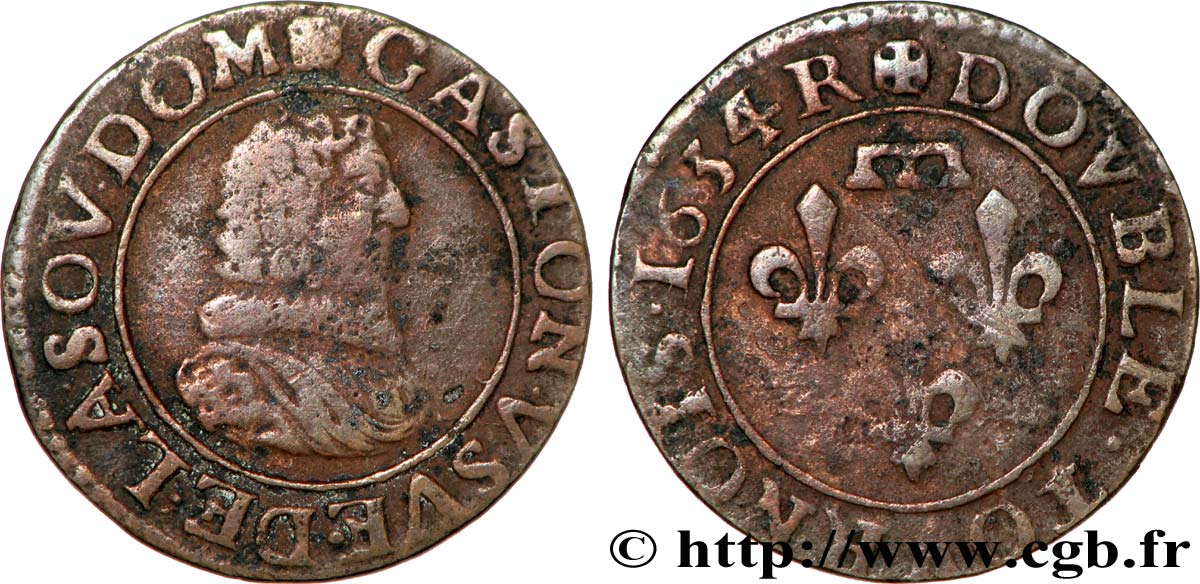 PRINCIPAUTY OF DOMBES - GASTON OF ORLEANS Double tournois, type 8 BB