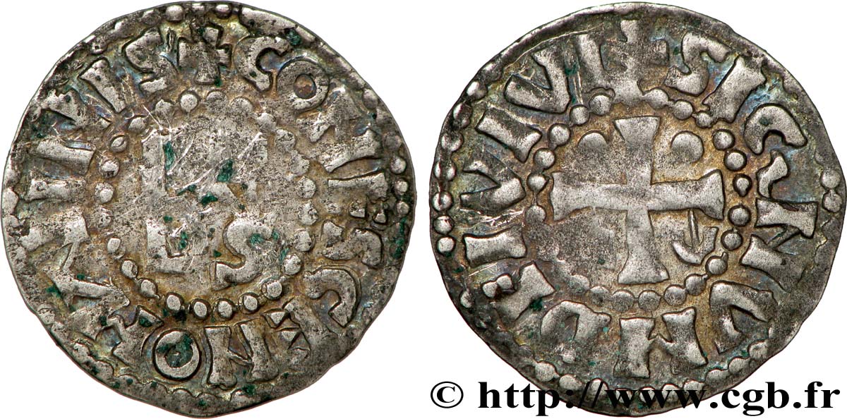 MAINE - COUNTY OF MAINE - COINAGE OF HERBERT I ÉVEILLE-CHIEN AND IMMOBILIZED IN HIS NAME Denier XF/AU