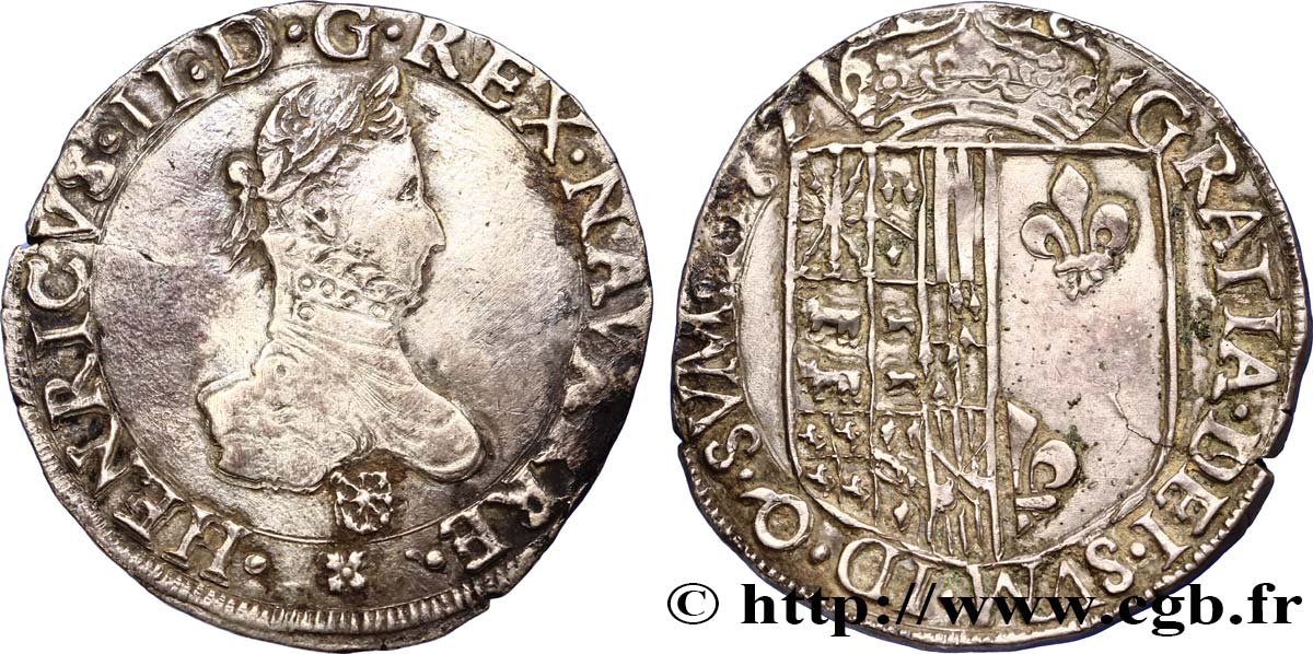 KINGDOM OF NAVARRE - HENRY III Franc XF/AU