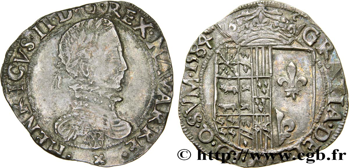NAVARRE - KINGDOM OF NAVARRE - HENRY III Franc AU/AU