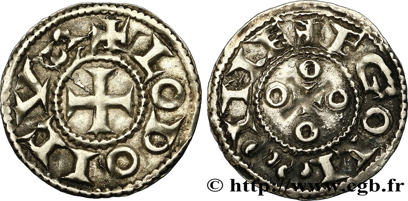ANGOUMOIS - COUNTY OF ANGOULÊME, in the name of Louis IV called  d Outremer  or  Transmarinus  (936-954) Denier anonyme AU/XF