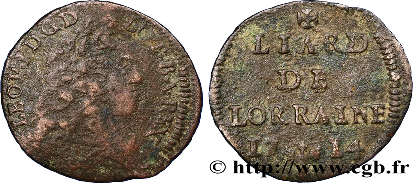 LORRAINE - DUCHÉ DE LORRAINE - LÉOPOLD Ier Liard TB/TB+