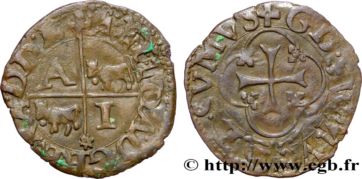 NAVARRE-BÉARN - ANTHONY OF BOURBON AND JOAN OF ALBRET Liard XF
