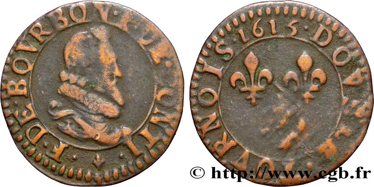 PRINCIPALITY OF CHATEAU-REGNAULT - FRANCIS OF BOURBON-CONTI Double tournois, type 5 VF