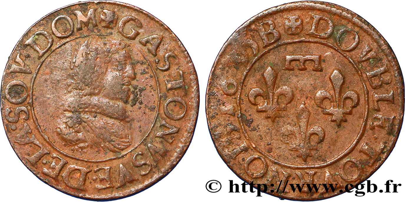 DOMBES - PRINCIPAUTÉ DE DOMBES - GASTON D ORLÉANS Double tournois, type 8 TB+